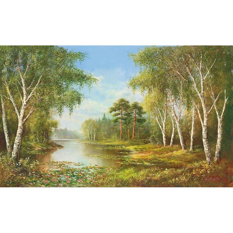 SECLUDED POND White Modern Wood Framed Art Print by Glassl, Helmut