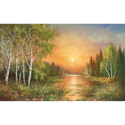 SIBERIAN SUNSET Black Modern Wood Framed Art Print by Glassl, Helmut