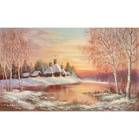 KAUKASIAN MONASTERY White Modern Wood Framed Art Print by Glassl, Helmut