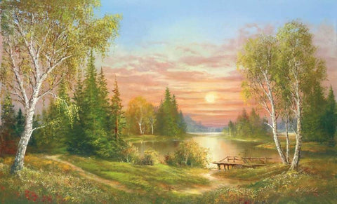 Gorgeous Sunset White Modern Wood Framed Art Print with Double Matting by Glassl, Helmut