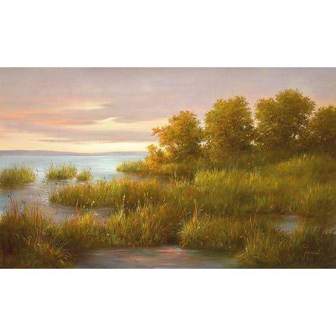 MISTY LAKE I White Modern Wood Framed Art Print by Fasani