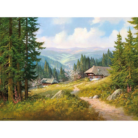 IN THE BLACK FOREST Black Modern Wood Framed Art Print with Double Matting by Bochmann, Joh.