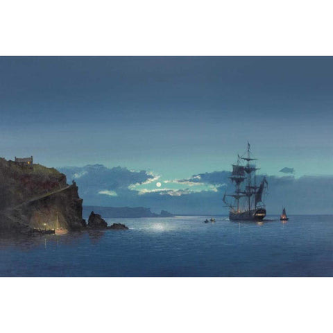 Carribean Night Gold Ornate Wood Framed Art Print with Double Matting by Jason