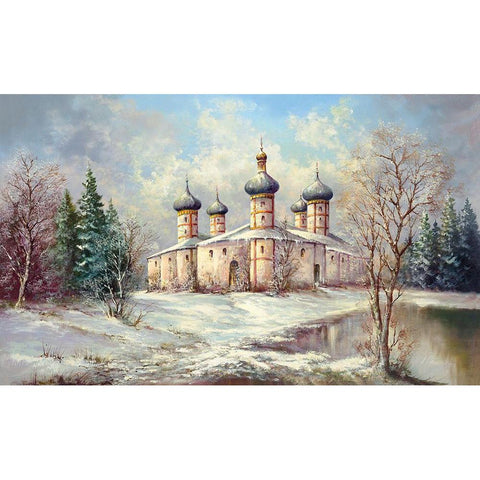 WINTER IN SAMARA Black Modern Wood Framed Art Print with Double Matting by Glassl, Helmut