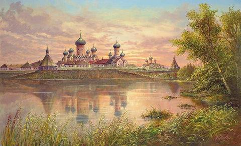 MONASTERY NEAR KAZAN White Modern Wood Framed Art Print with Double Matting by Glassl, Helmut