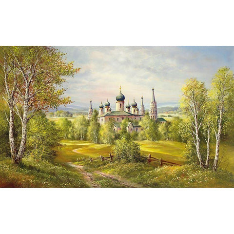 MONASTERY NEAR KALININGRAD Black Modern Wood Framed Art Print with Double Matting by Glassl, Helmut