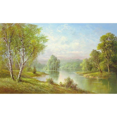 SILENT WATERS Gold Ornate Wood Framed Art Print with Double Matting by Glassl, Helmut