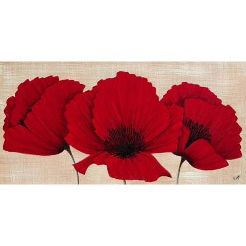 Linen Poppies I Gold Ornate Wood Framed Art Print with Double Matting by Lake, Kaye