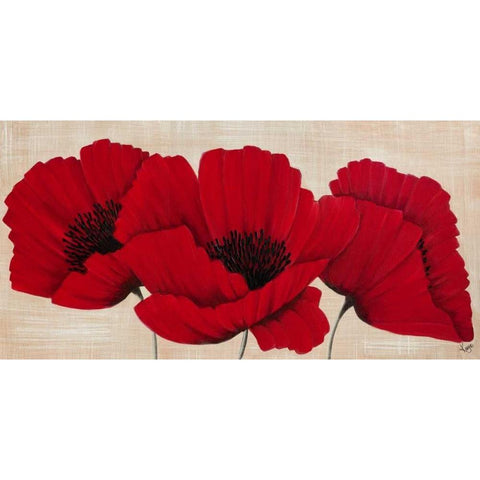 Linen Poppies II Black Modern Wood Framed Art Print by Lake, Kaye