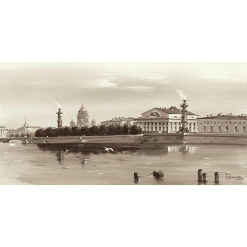 Strelka, Tip Of Wassili Island Black Modern Wood Framed Art Print with Double Matting by Ryazanov