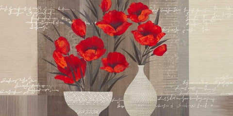 Crimson Beauty II White Modern Wood Framed Art Print with Double Matting by Christina