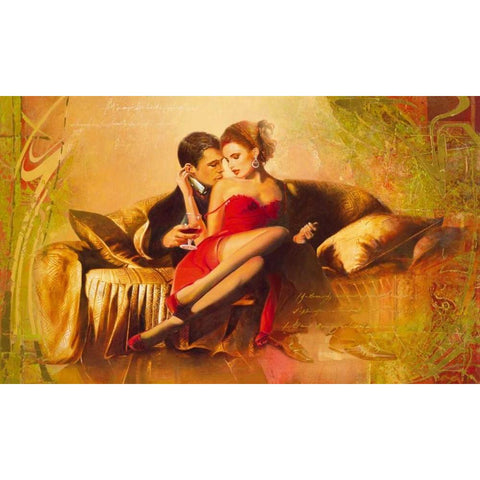 Seduction Gold Ornate Wood Framed Art Print with Double Matting by Voss, Johan