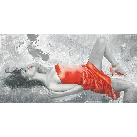 LADY IN RED Black Modern Wood Framed Art Print with Double Matting by Sestillo, Enrico