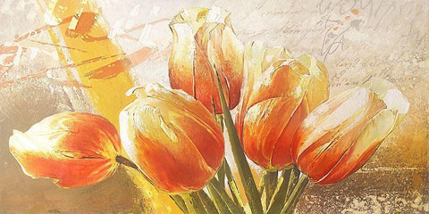 ORANGE TULIPS White Modern Wood Framed Art Print with Double Matting by Sestillo, Enrico