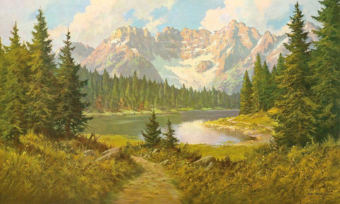 MISURINA LAKE White Modern Wood Framed Art Print with Double Matting by Bochmann, Joh.