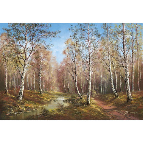SPRING TIME IN THE TAIGA Gold Ornate Wood Framed Art Print with Double Matting by Buchner, H.