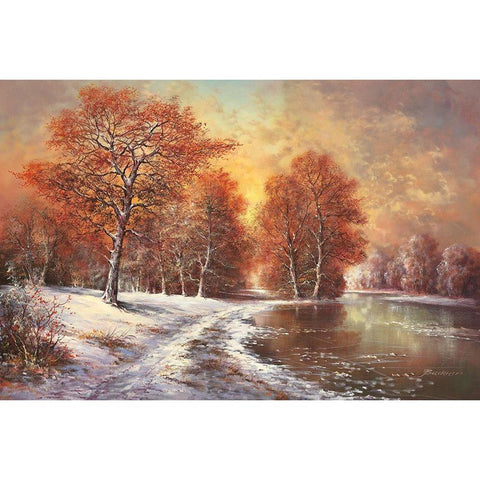 WINTER IN THE TAIGA White Modern Wood Framed Art Print by Buchner, H.