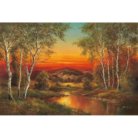 SUNSET IN MORAVIA Black Modern Wood Framed Art Print by Buchner, H.