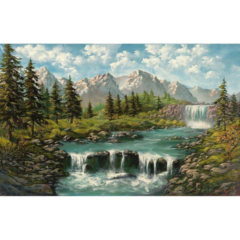 WATERFALL I White Modern Wood Framed Art Print by Ada-Kris