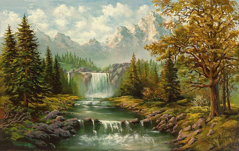 WATERFALL II Black Ornate Wood Framed Art Print with Double Matting by Ada-Kris