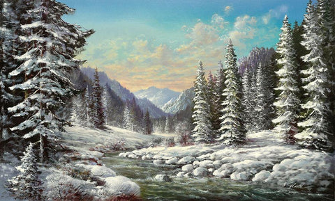 SIBERIAN WINTER White Modern Wood Framed Art Print with Double Matting by Glassl, Helmut