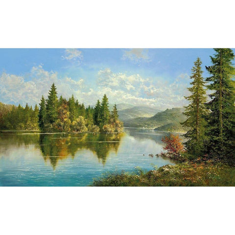 SIBERIAN LAKE Gold Ornate Wood Framed Art Print with Double Matting by Glassl, Helmut