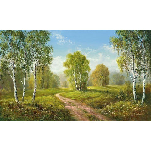 SUNNY AFTERNOON White Modern Wood Framed Art Print by Buchner, H.