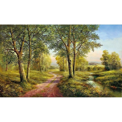 CASTLE WAY Black Modern Wood Framed Art Print by Buchner, H.