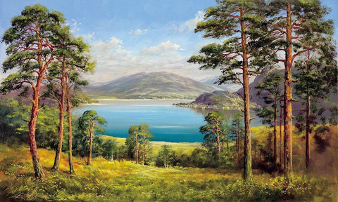 OTMUCHOW LAKE Black Ornate Wood Framed Art Print with Double Matting by Buchner, H.