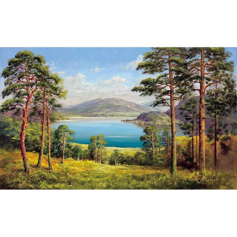 OTMUCHOW LAKE Gold Ornate Wood Framed Art Print with Double Matting by Buchner, H.