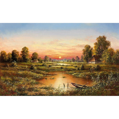 MARSHLANDS Black Modern Wood Framed Art Print by Buchner, H.