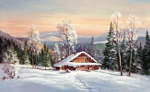 SIBERIAN WINTER White Modern Wood Framed Art Print with Double Matting by Glassl, Helmut