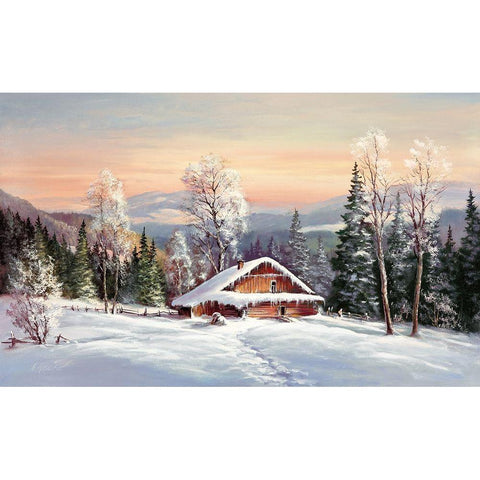 SIBERIAN WINTER Gold Ornate Wood Framed Art Print with Double Matting by Glassl, Helmut