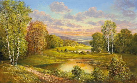IDYLLIC SCENE Black Ornate Wood Framed Art Print with Double Matting by Glassl, Helmut