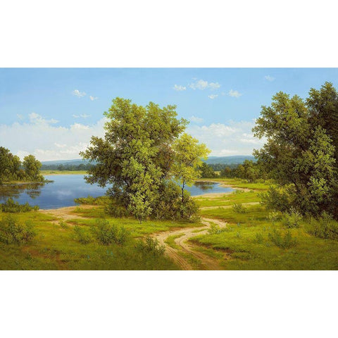 SILENT STREAM Black Modern Wood Framed Art Print with Double Matting by Slava