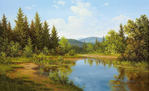WILDERNESS WONDER Black Ornate Wood Framed Art Print with Double Matting by Slava