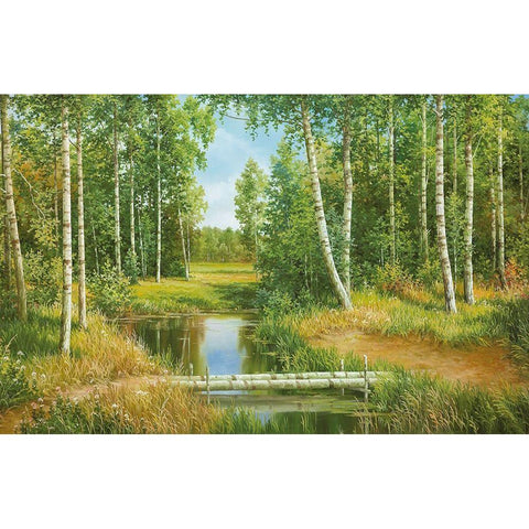 BIRCH GROVE NEAR POKROVSKOJE Black Modern Wood Framed Art Print with Double Matting by Osipov, Igor