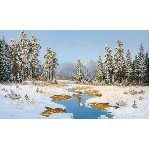 ROMANCE WINTER White Modern Wood Framed Art Print by Slava