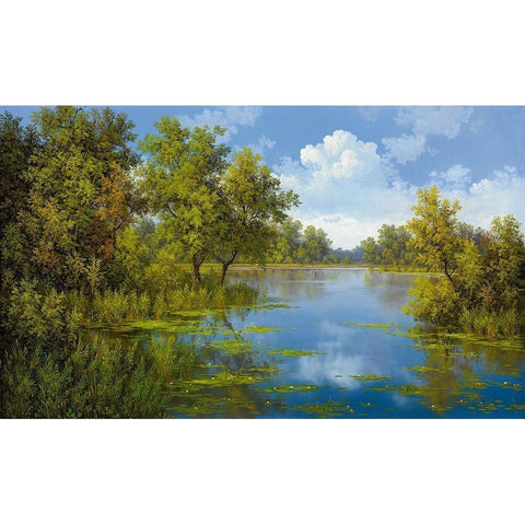 LAKE Black Modern Wood Framed Art Print by Slava