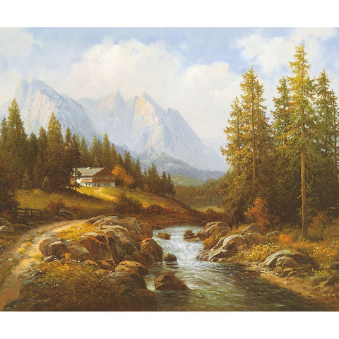 MOUNTAIN BROOK Black Modern Wood Framed Art Print by Weber, Max