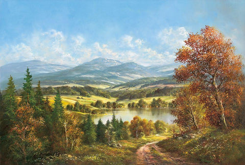 LAKE DISTRICT Black Ornate Wood Framed Art Print with Double Matting by Glassl, Helmut