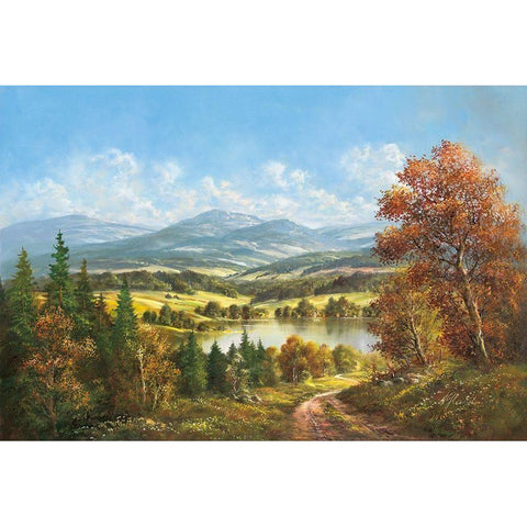 LAKE DISTRICT Gold Ornate Wood Framed Art Print with Double Matting by Glassl, Helmut