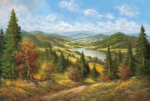 VALLEY IN CZECH REPUBLIC White Modern Wood Framed Art Print with Double Matting by Glassl, Helmut