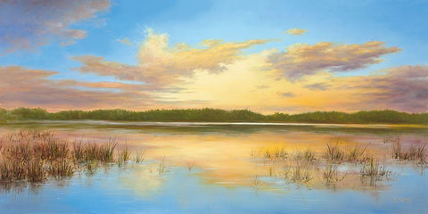 SUNSET IN SIBERIA White Modern Wood Framed Art Print with Double Matting by Smith, B.