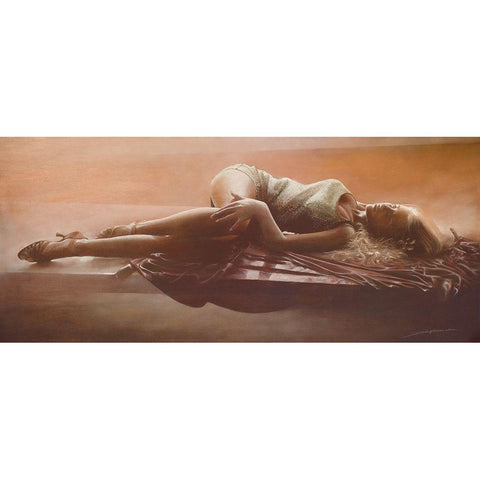 GIADA ASCOLTANDO MUSICA ROMAN. White Modern Wood Framed Art Print by Sgarbossa, Antonio