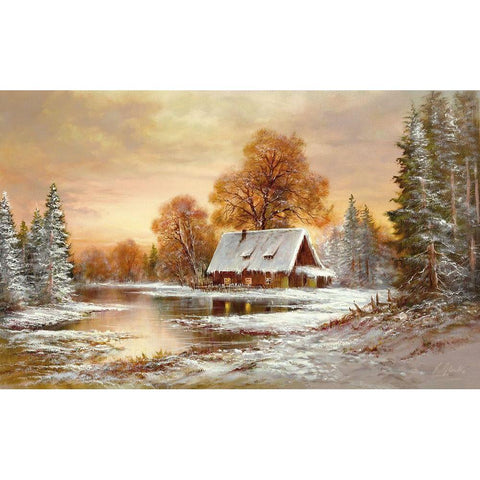 WINTER IN BELARUS I White Modern Wood Framed Art Print by Glassl, Helmut