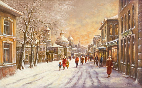 Streetscene I White Modern Wood Framed Art Print with Double Matting by Erwin, Eric