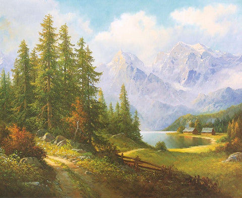 VALLEY SALZKAMMERGUT White Modern Wood Framed Art Print with Double Matting by Weber, Max