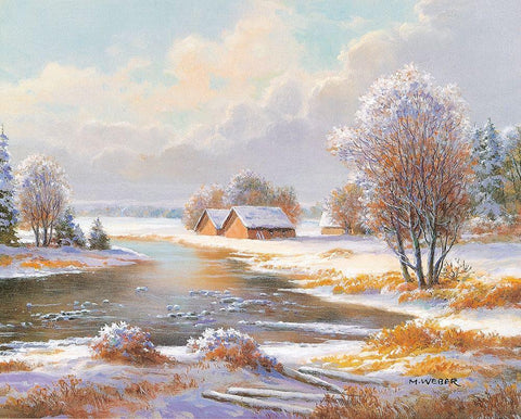 SEASONS White Modern Wood Framed Art Print with Double Matting by Weber, Max