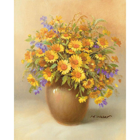 YELLOW BOUQUET White Modern Wood Framed Art Print by Weber, Max